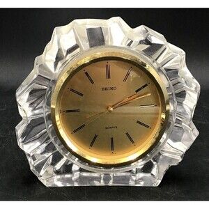 Seiko Quartz Lead Crystal Mantle Desk Clock Untested
